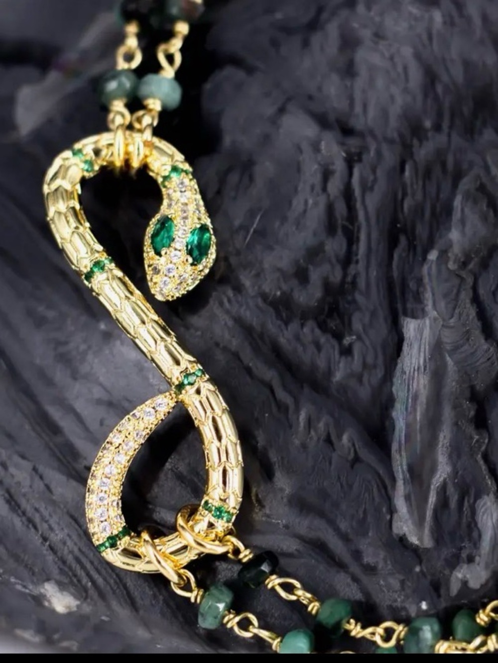 Rachel Reinhardt 14k gold emerald snake necklace NWT $160